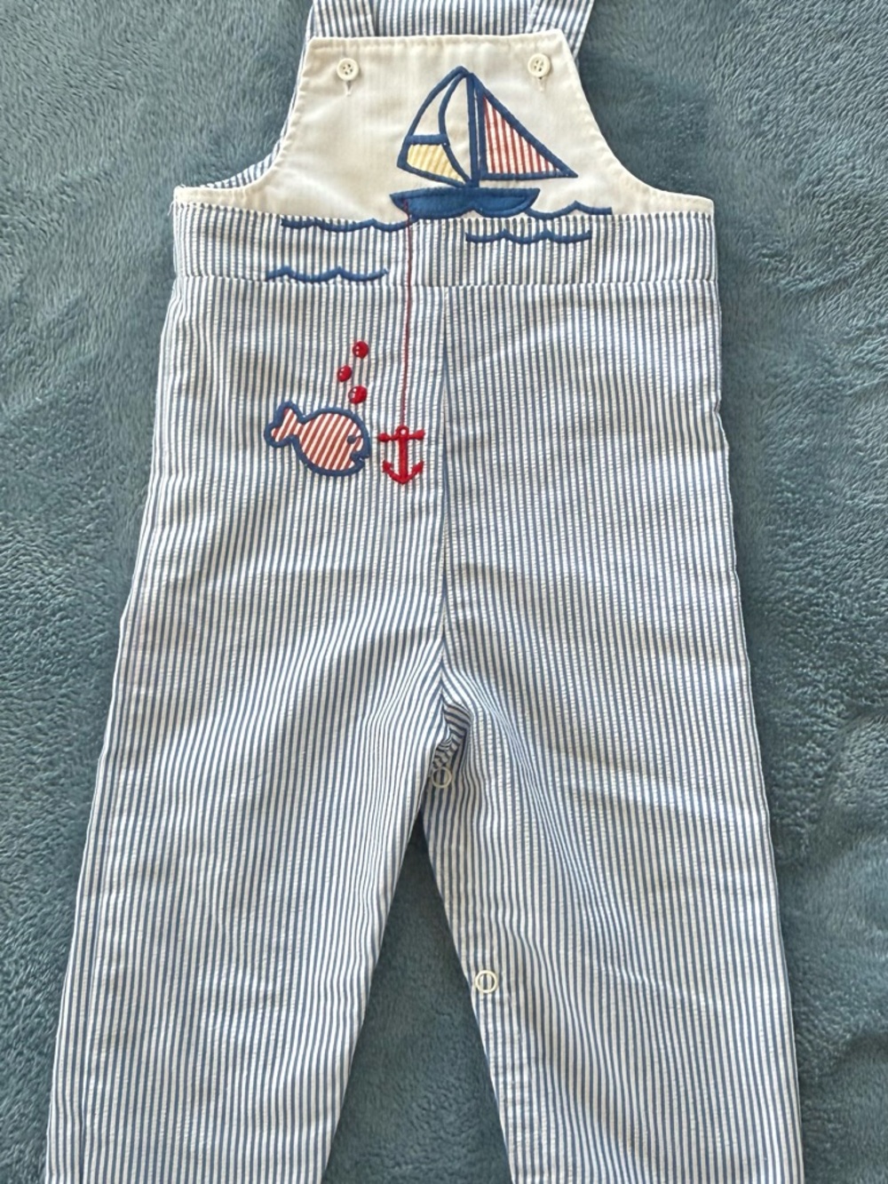 Toddler Vintage Buster Brown seersucker long pants with snaps - 18 Months